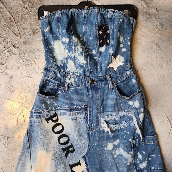 Designer Maxi Dress Skirt Upcycled Recycled Denim Concept - Picture 3 of 13